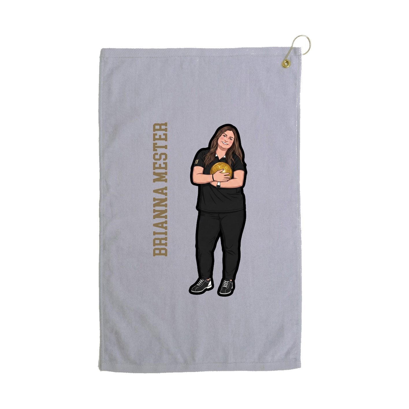 Golf Towel — Name Vertical in Grey