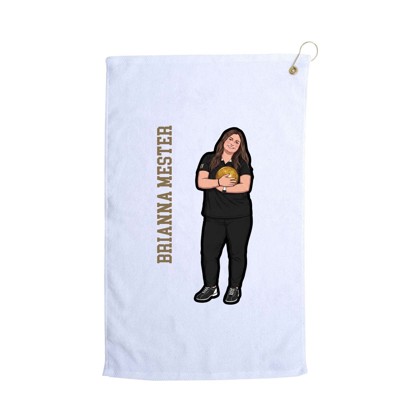 Golf Towel — Name Vertical in White