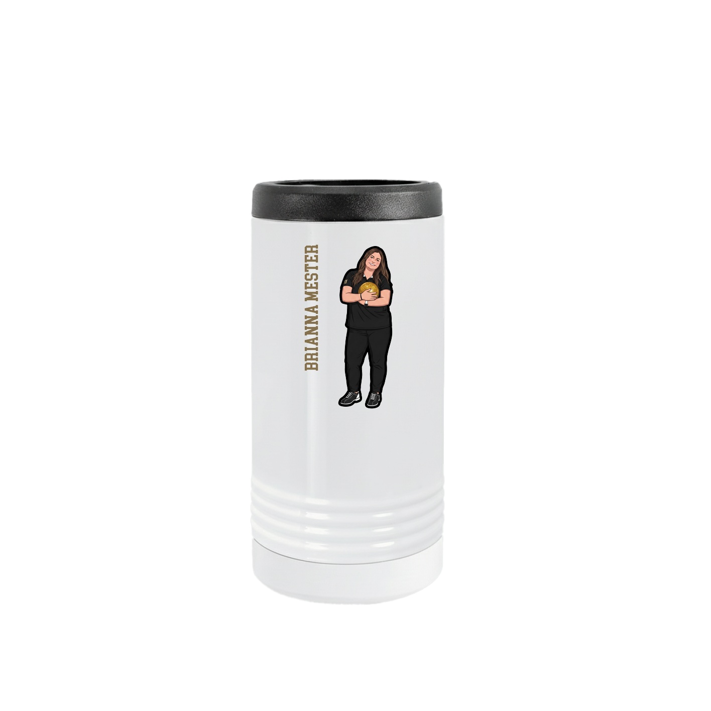Slim Beverage Holder — Name Vertical in White