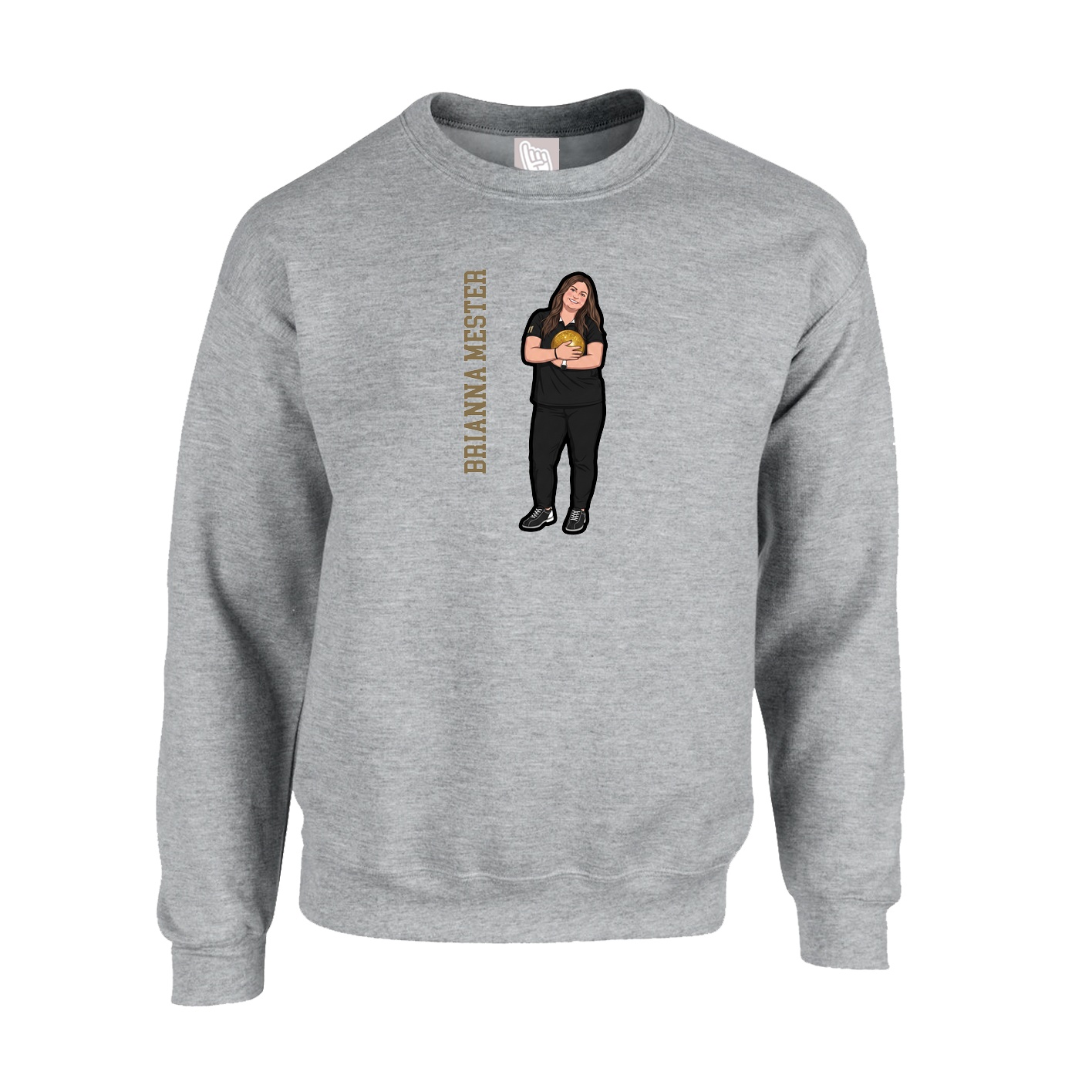 Fleece Crew — Name Vertical in Grey