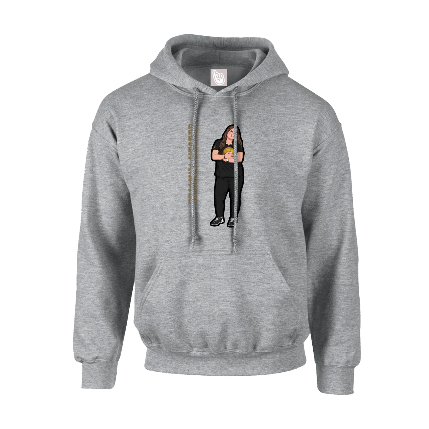 Youth Hoodie — Name Vertical in Grey