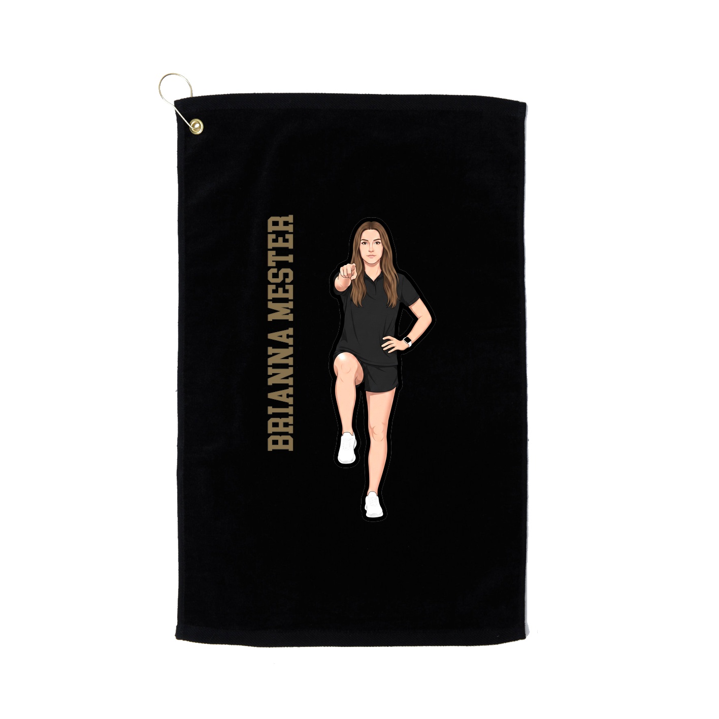 Golf Towel — Name Vertical in Black
