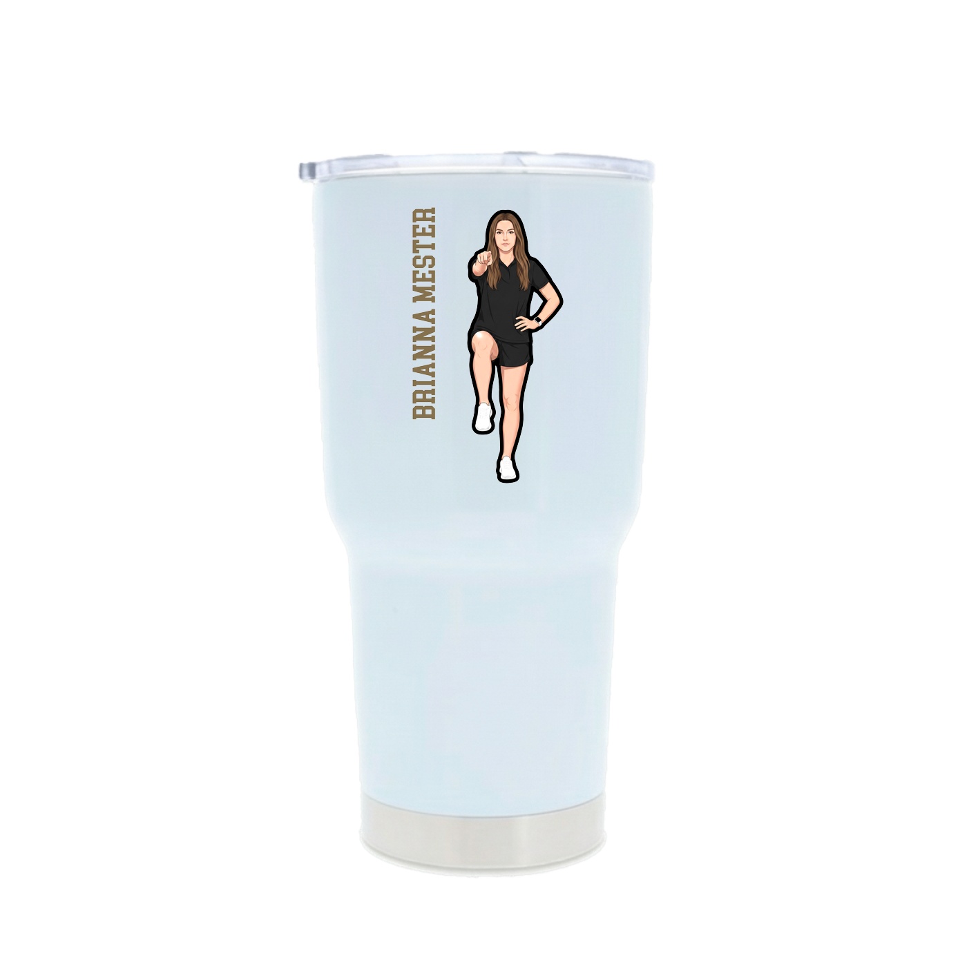 30oz Stainless Steel Tumbler — Name Vertical in White