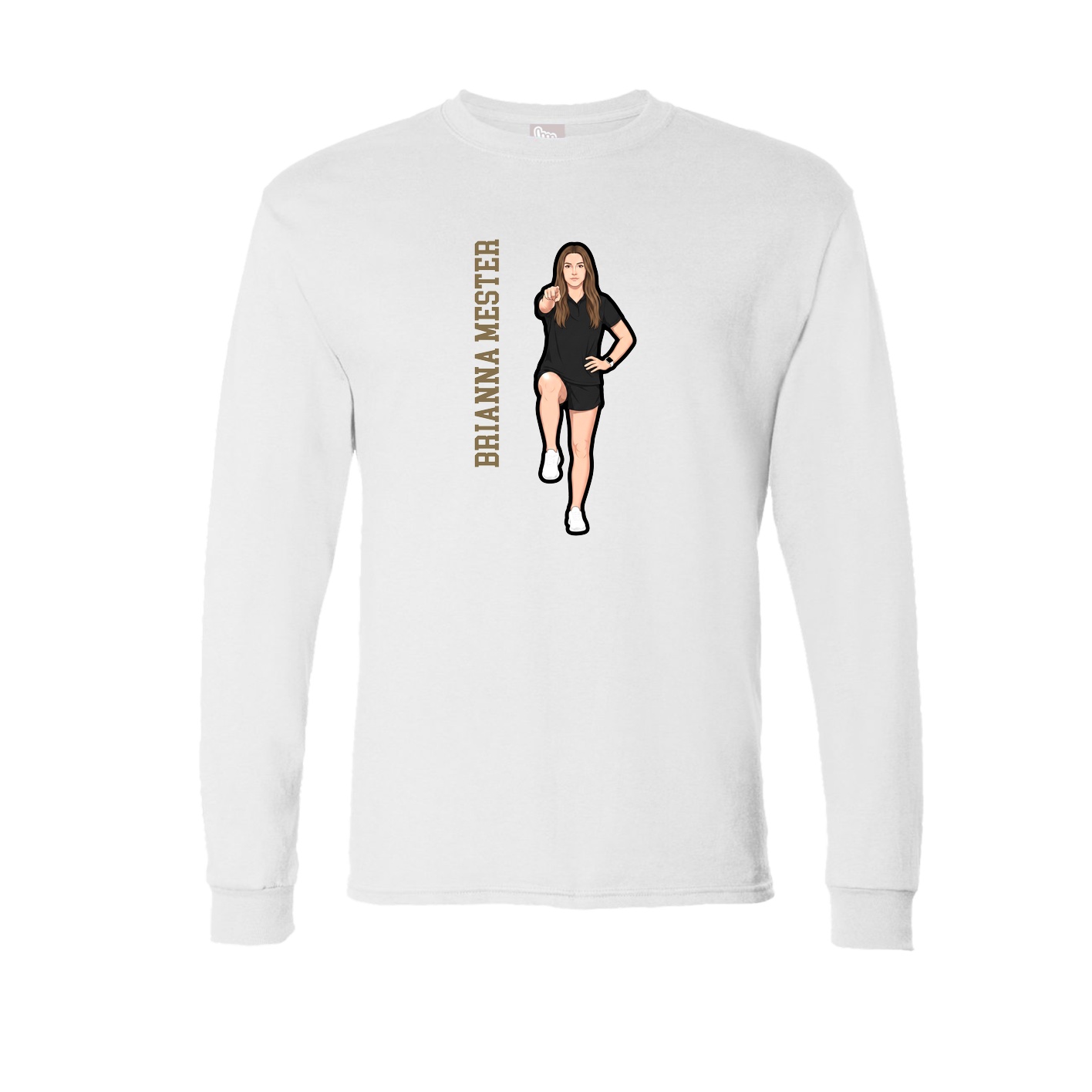 Long Sleeve Tee — Name Vertical in White