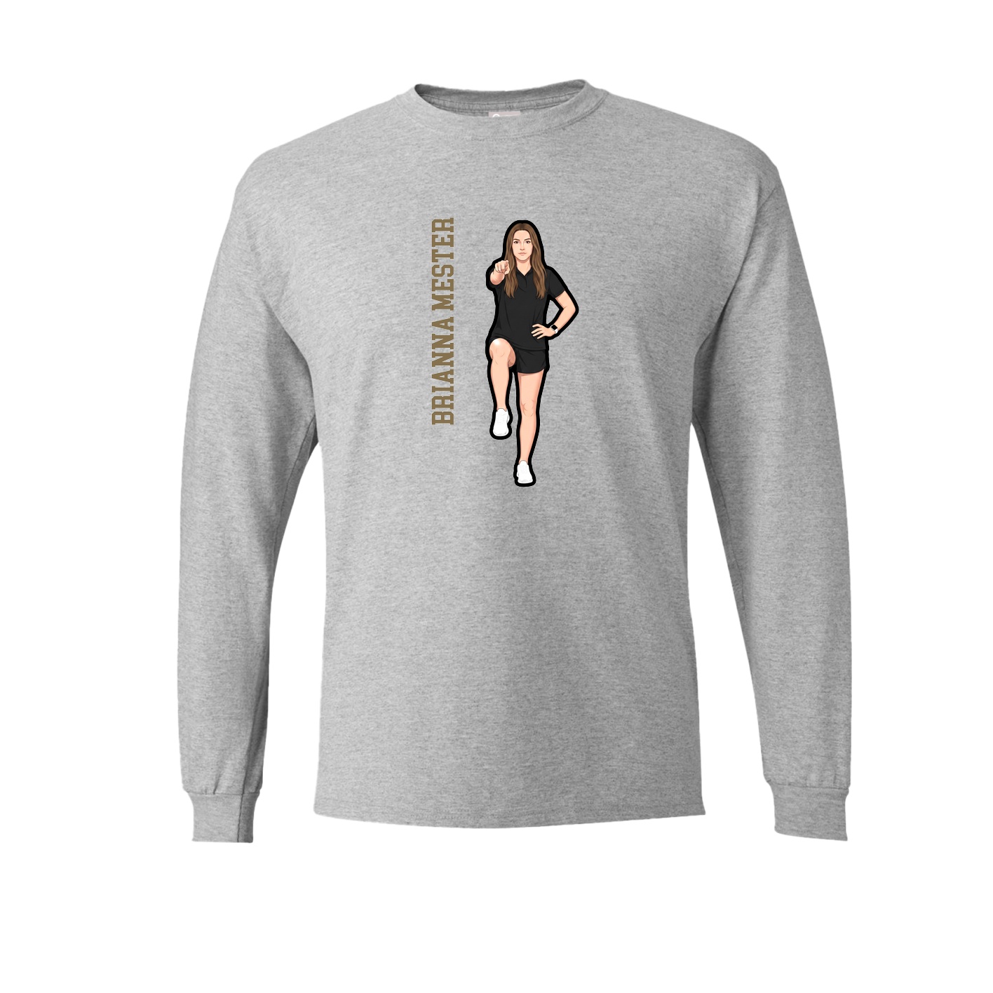 Long Sleeve Tee — Name Vertical in Grey