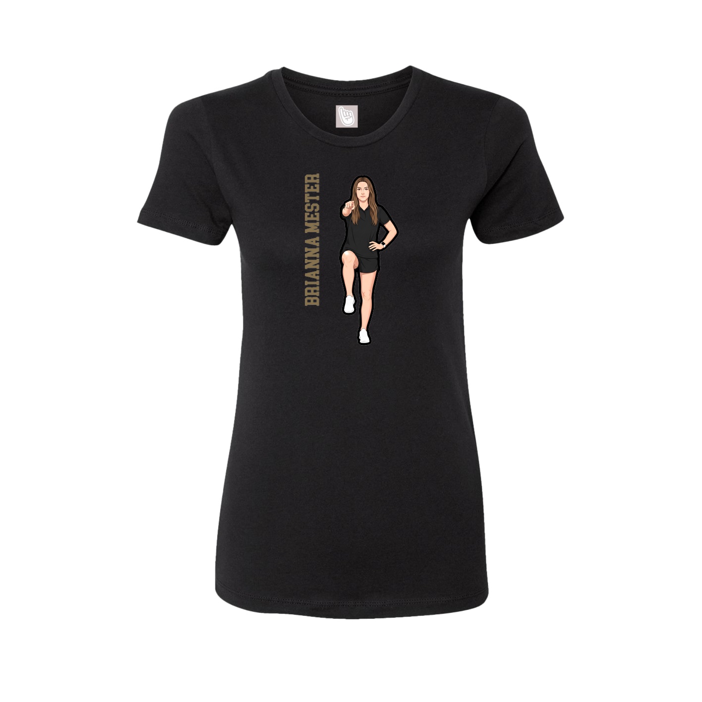 Fitted Women's Tee — Name Vertical in Black