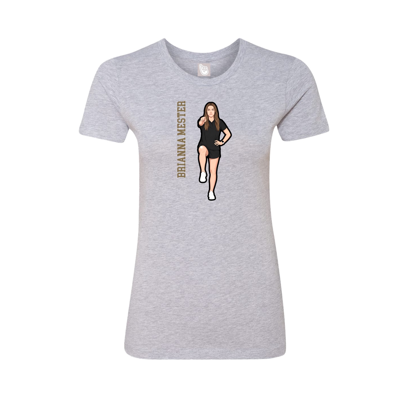Womens Tee — Name Vertical in Grey