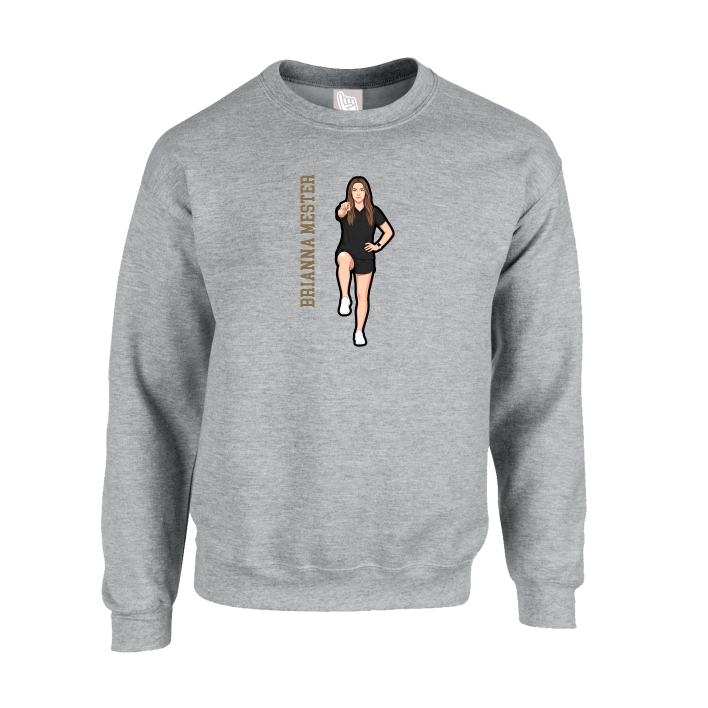 Fleece Crew — Name Vertical in Grey