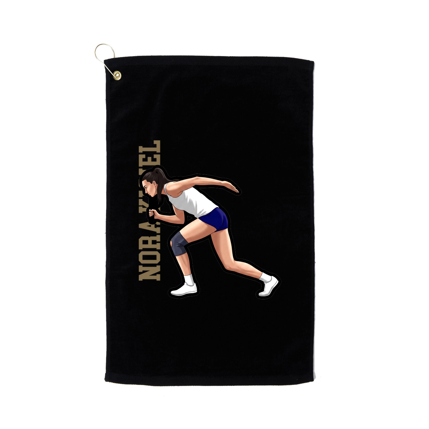 Golf Towel — Name Vertical in Black