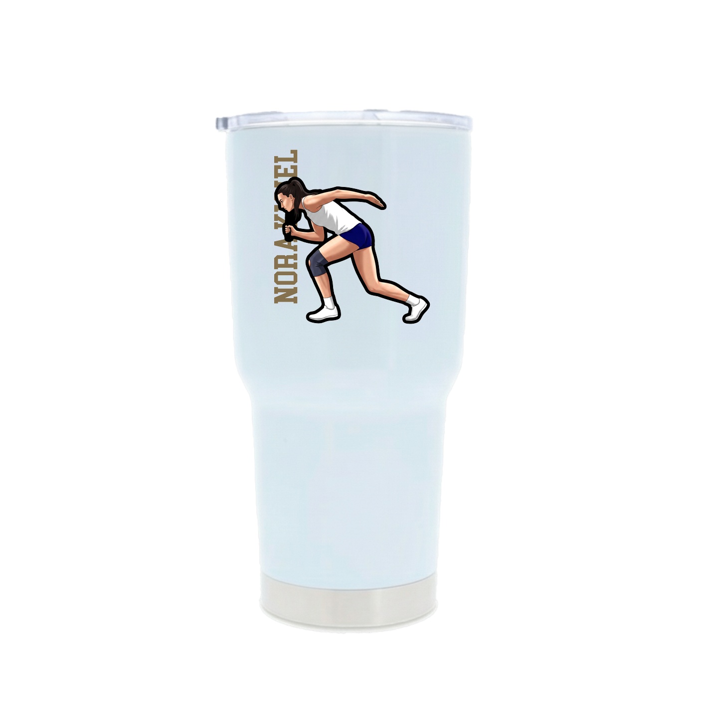 30oz Stainless Steel Tumbler — Name Vertical in White