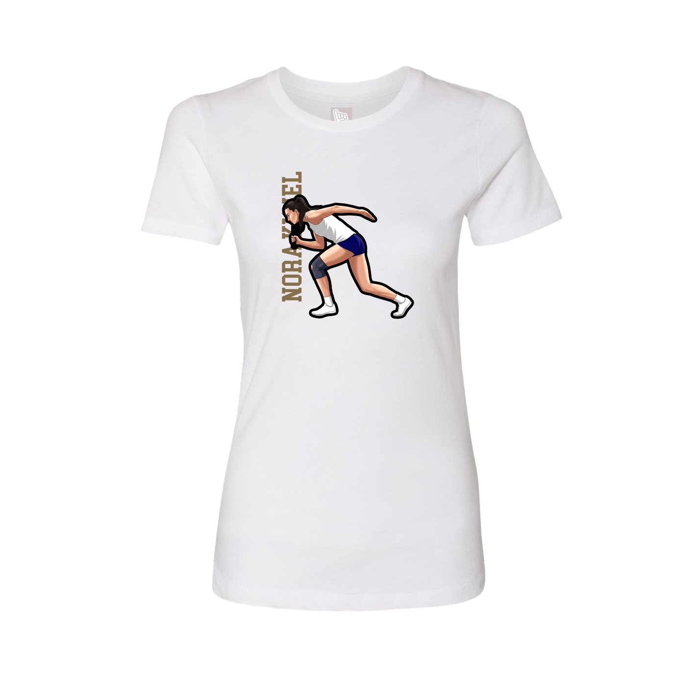 Womens Tee — Name Vertical in White