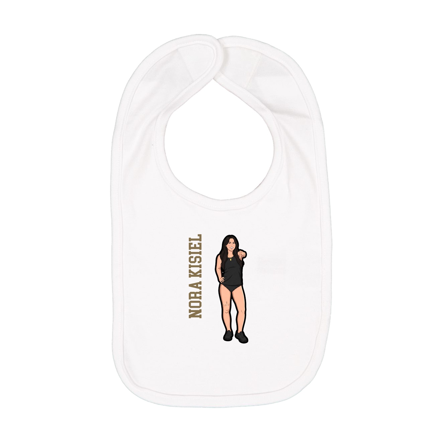 Infant Bib — Name Vertical in White