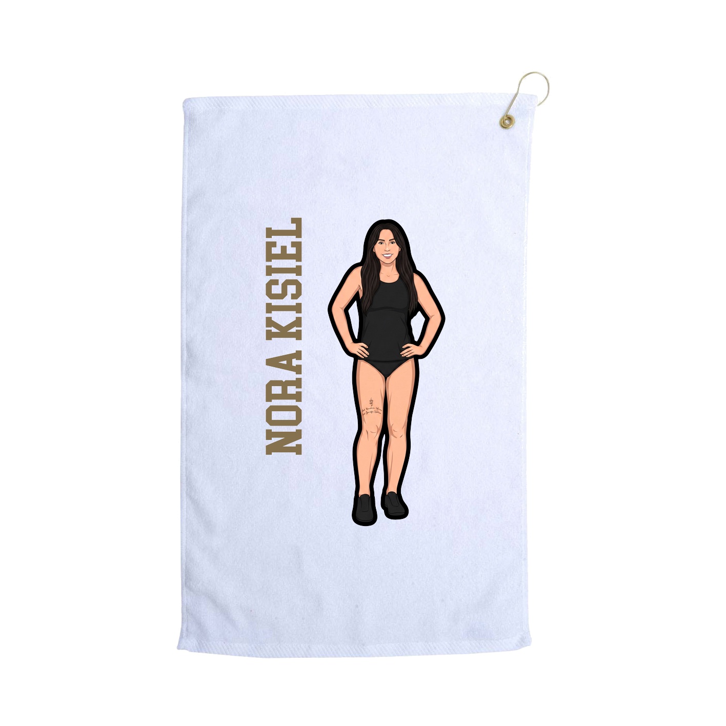 Golf Towel — Name Vertical in White