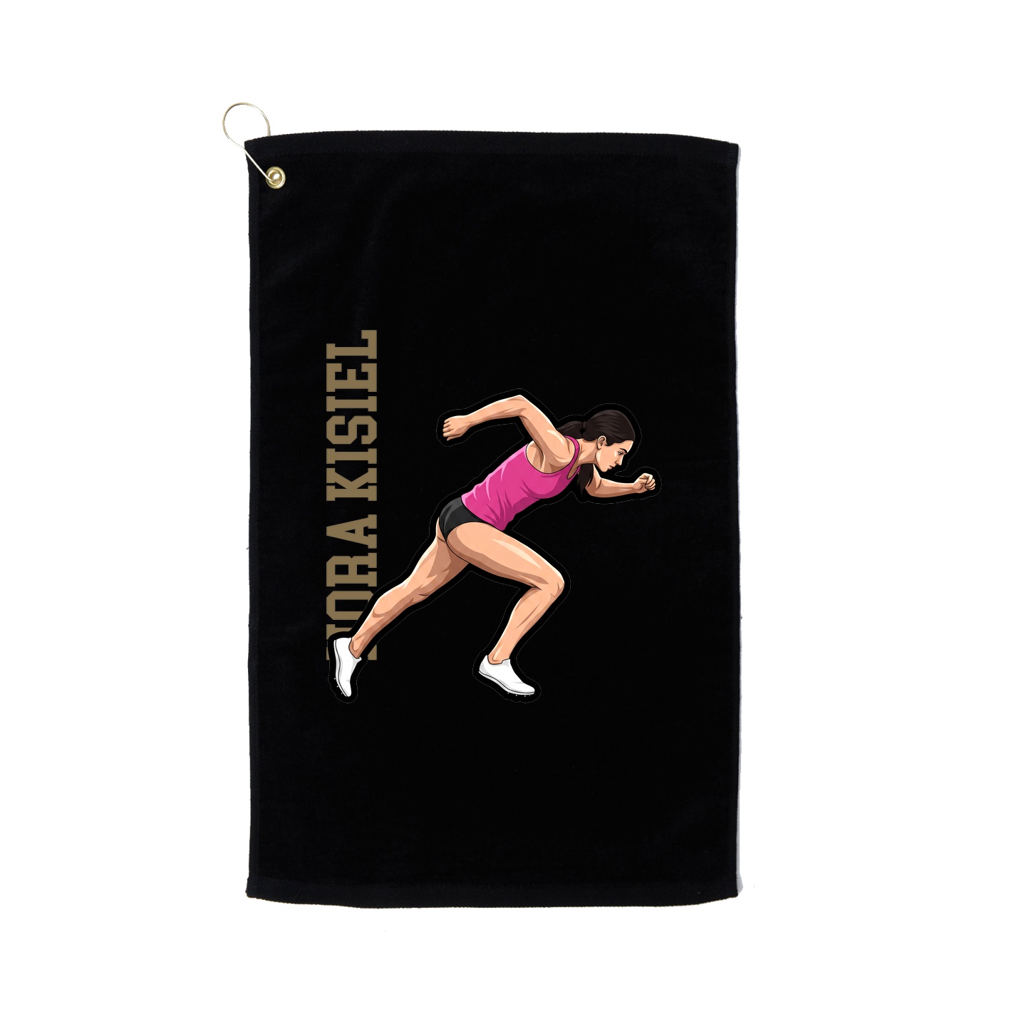 Golf Towel — Name Vertical in Black