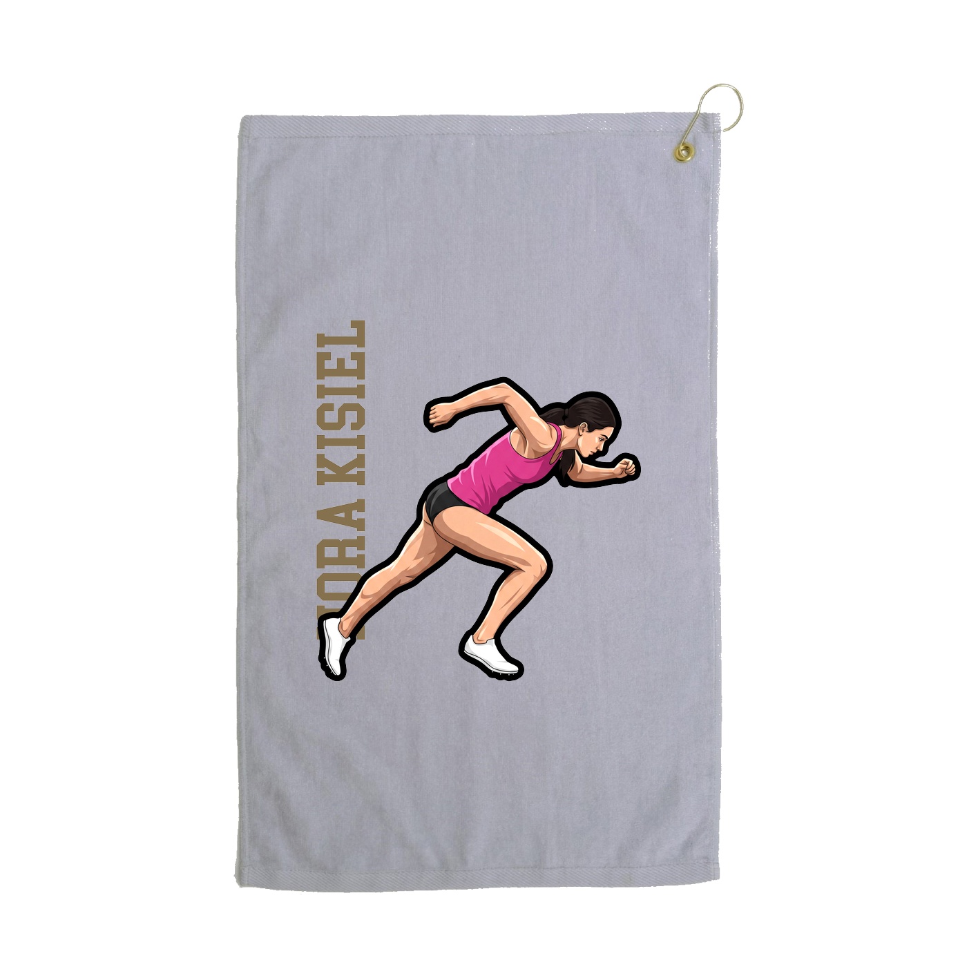 Golf Towel — Name Vertical in Grey