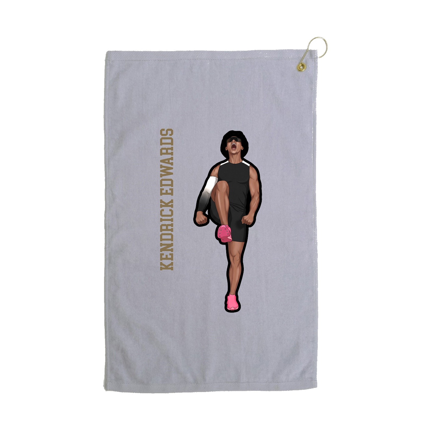 Golf Towel — Name Vertical in Grey