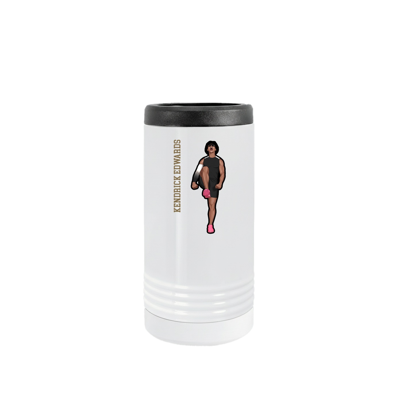 Slim Beverage Holder — Name Vertical in White