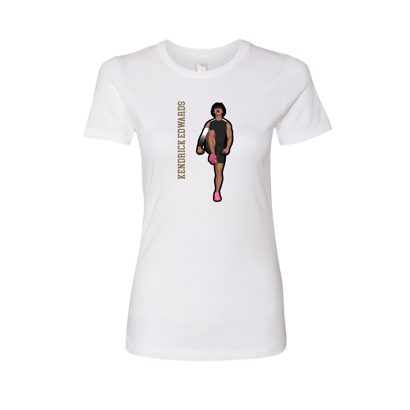 Fitted Women's Tee — Name Vertical in White