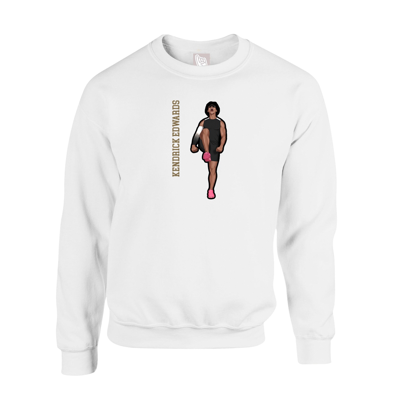 Fleece Crew — Name Vertical in White