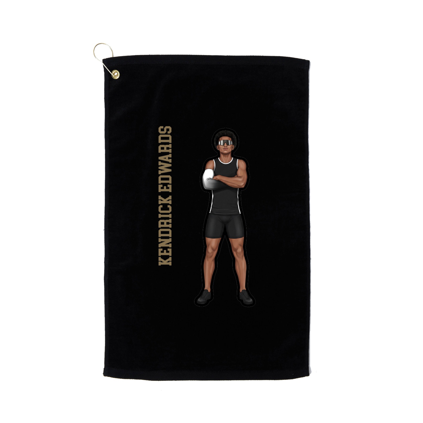 Golf Towel — Name Vertical in Black
