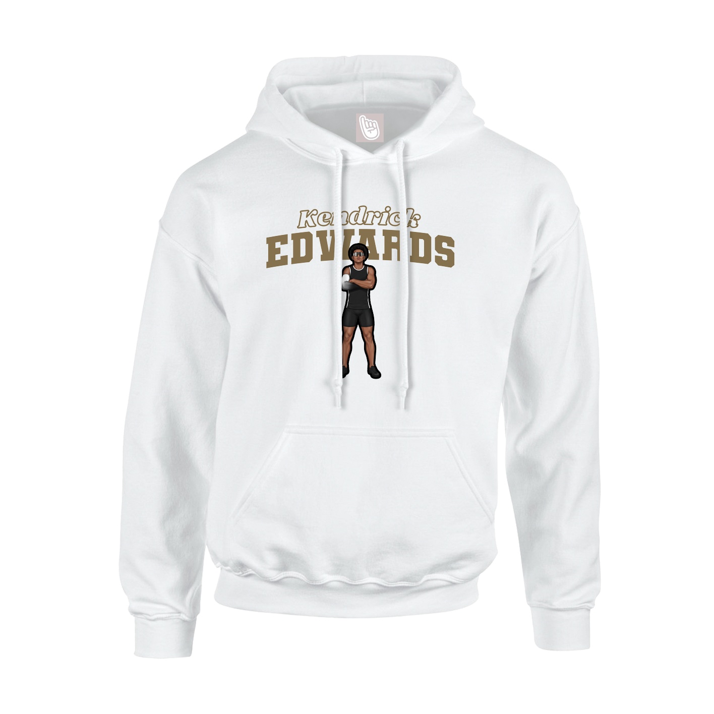 Youth Hoodie — Name Arch in White