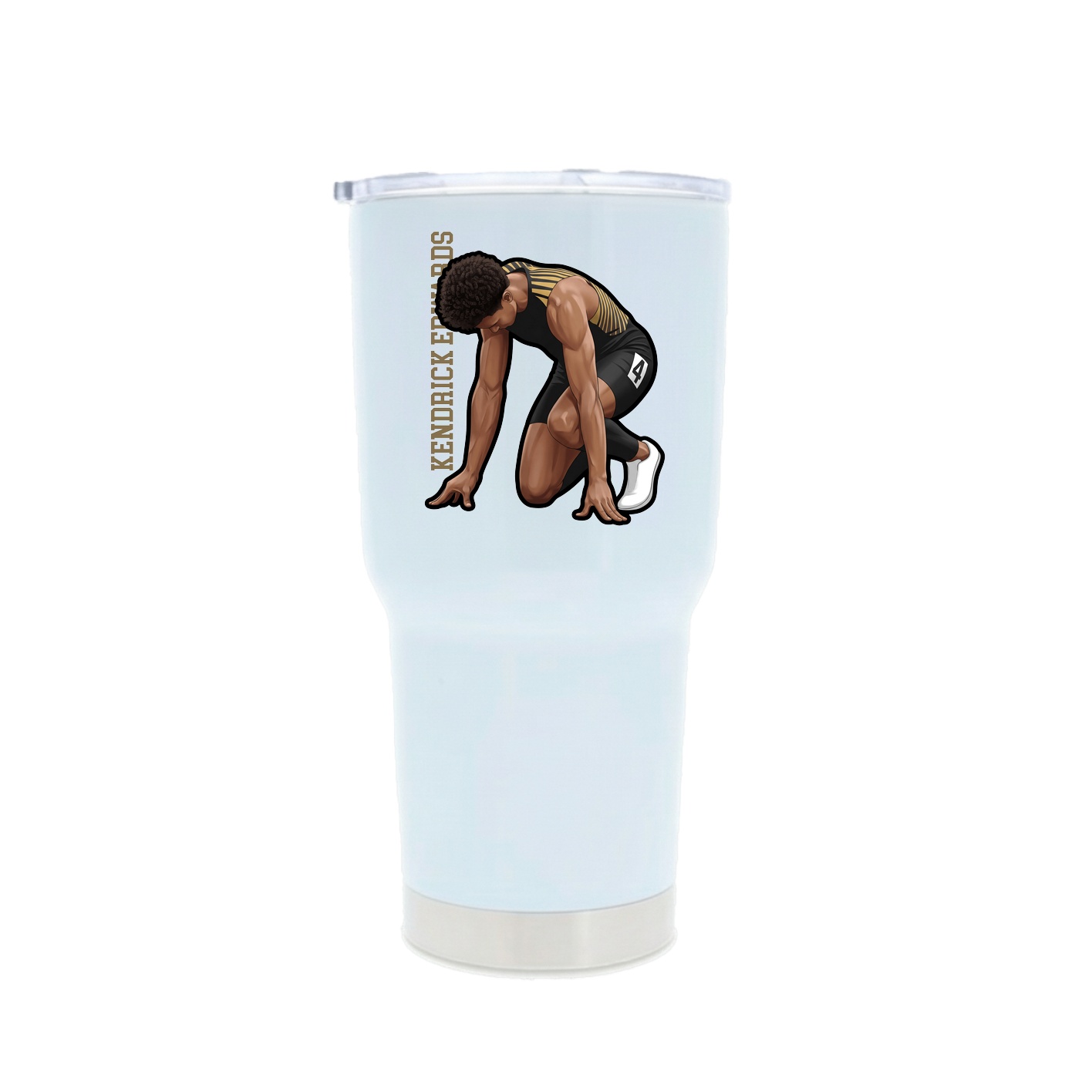 30oz Stainless Steel Tumbler — Name Vertical in White