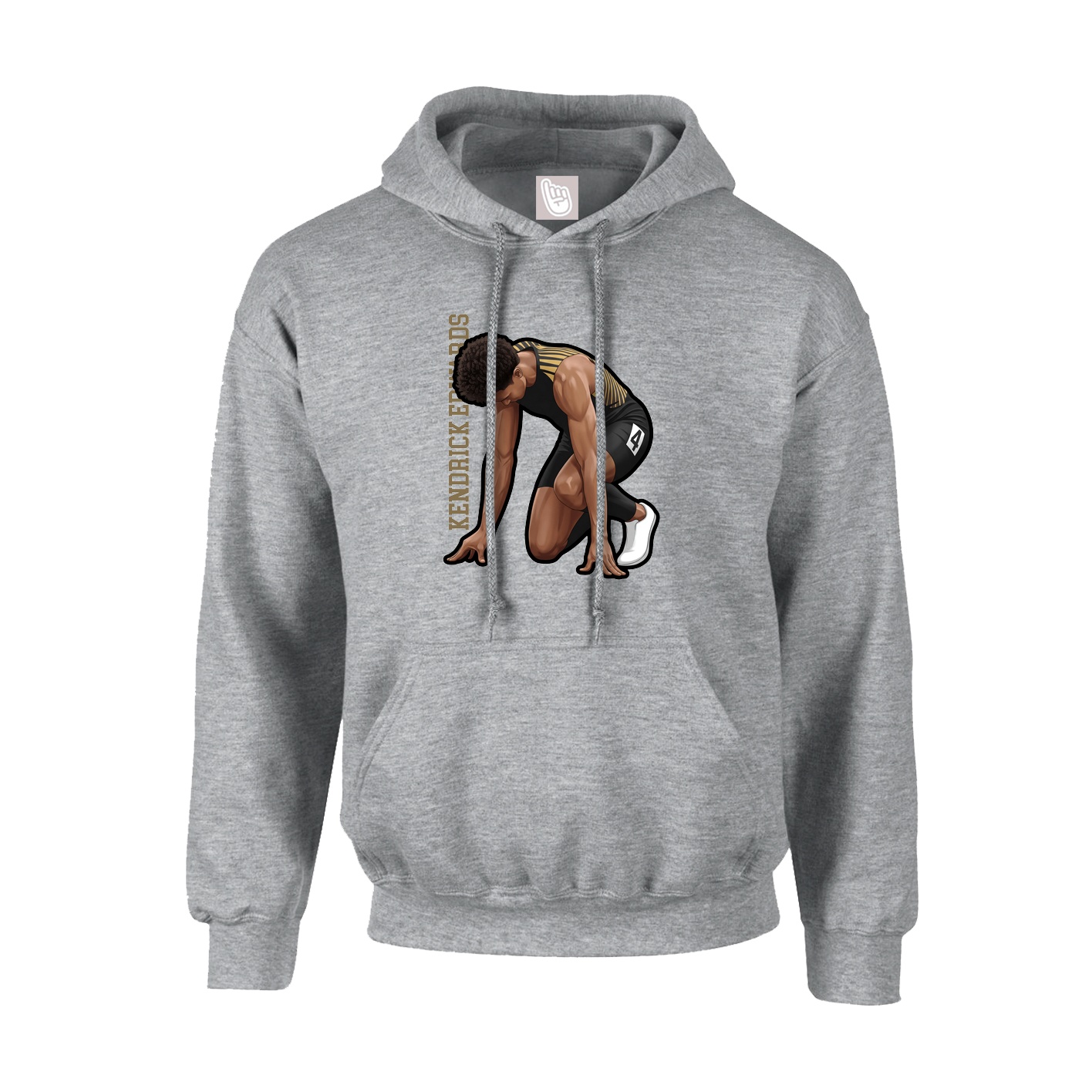 Hoodie — Name Vertical in Grey