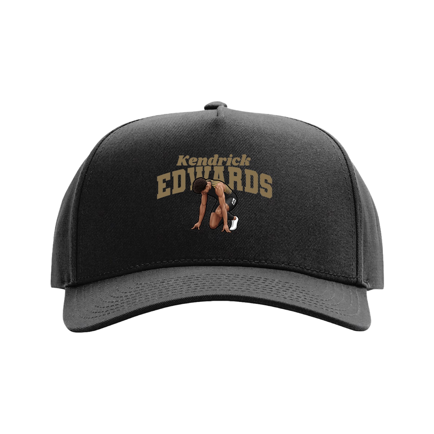 Full Fabric Five-Panel Champ Cap — Signature Arch in Black