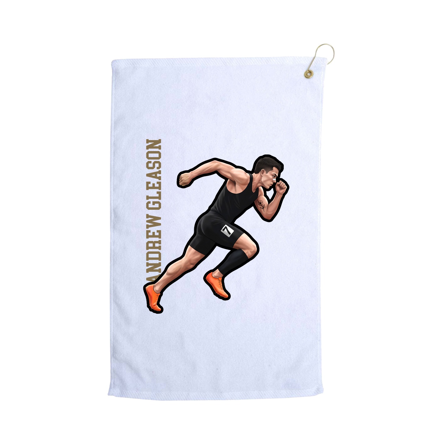 Golf Towel — Name Vertical in White