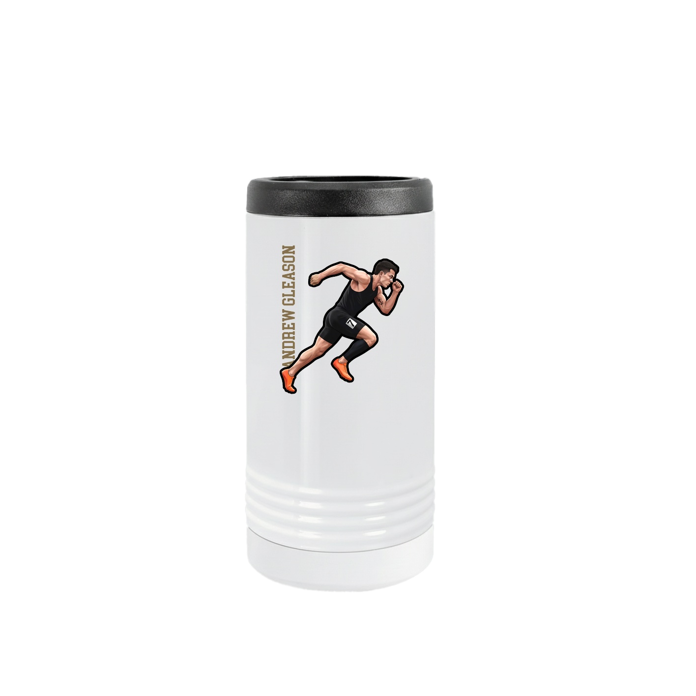 Slim Beverage Holder — Name Vertical in White