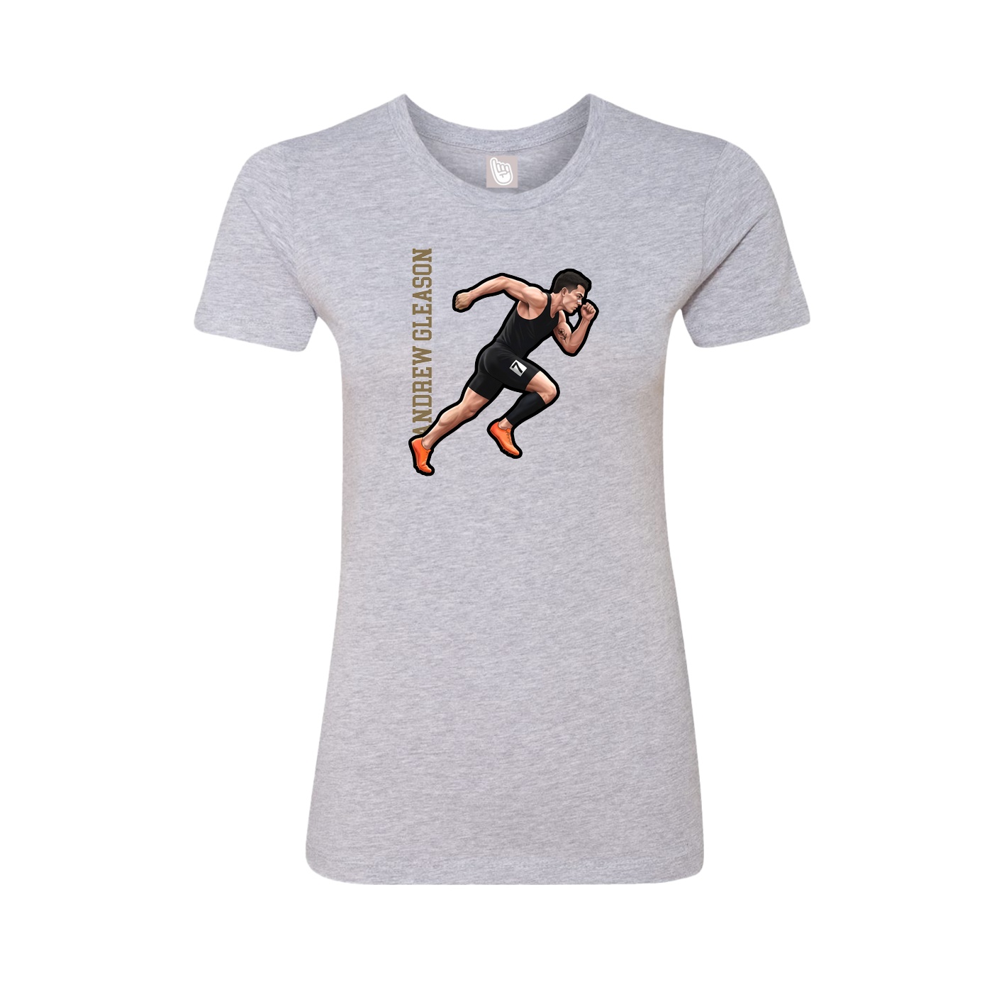 Fitted Women's Tee — Name Vertical in Grey