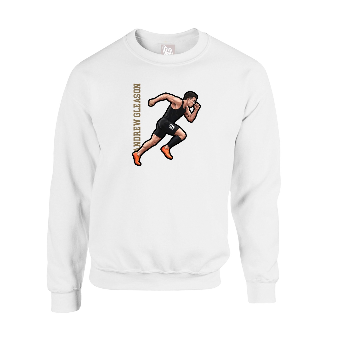 Fleece Crew — Name Vertical in White