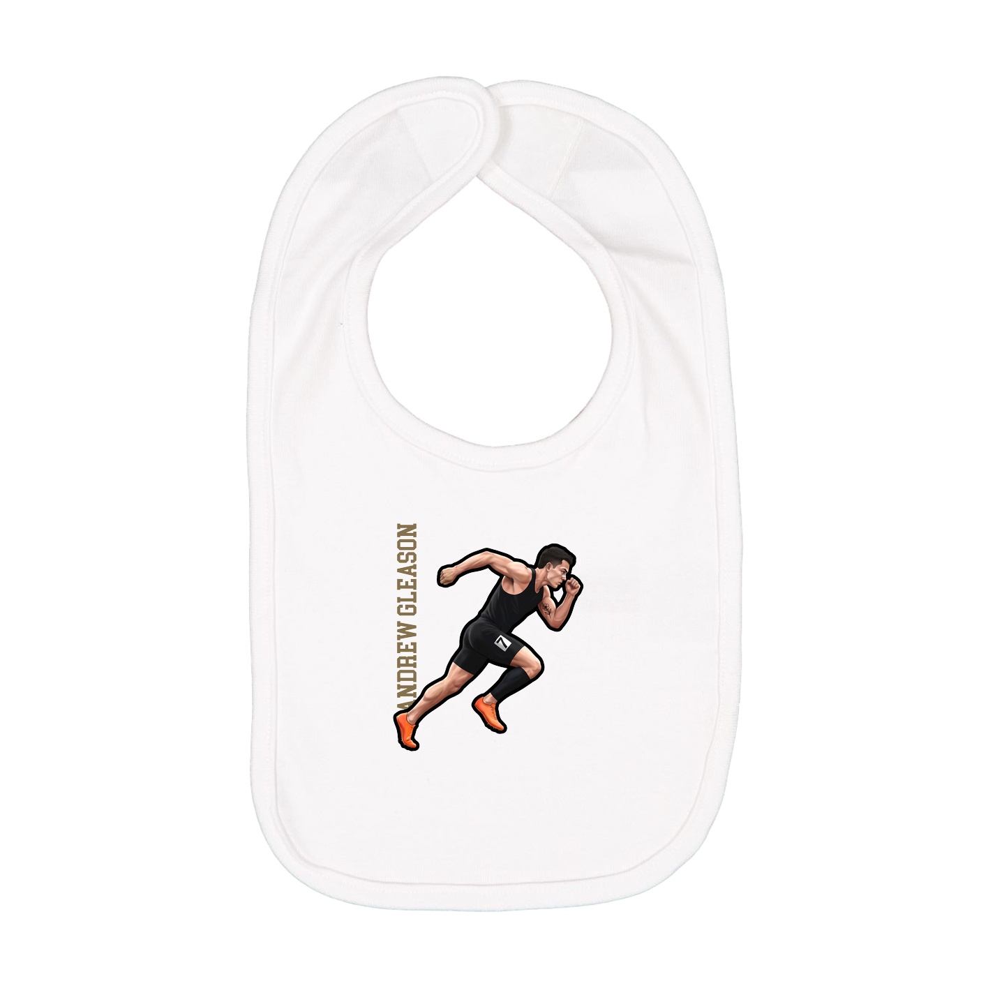 Infant Bib — Name Vertical in White