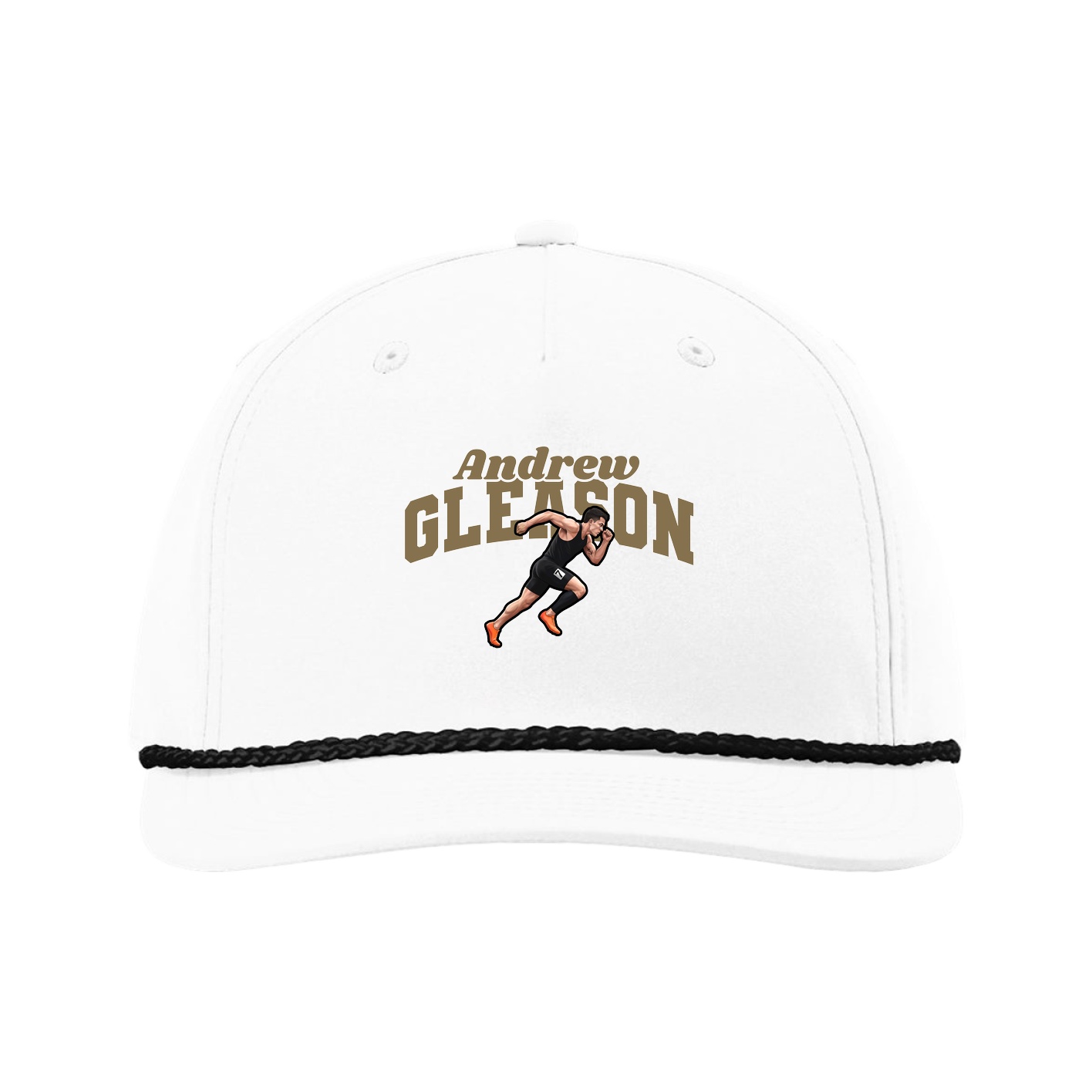 Five-Panel Classic Rope Cap — Signature Arch in White