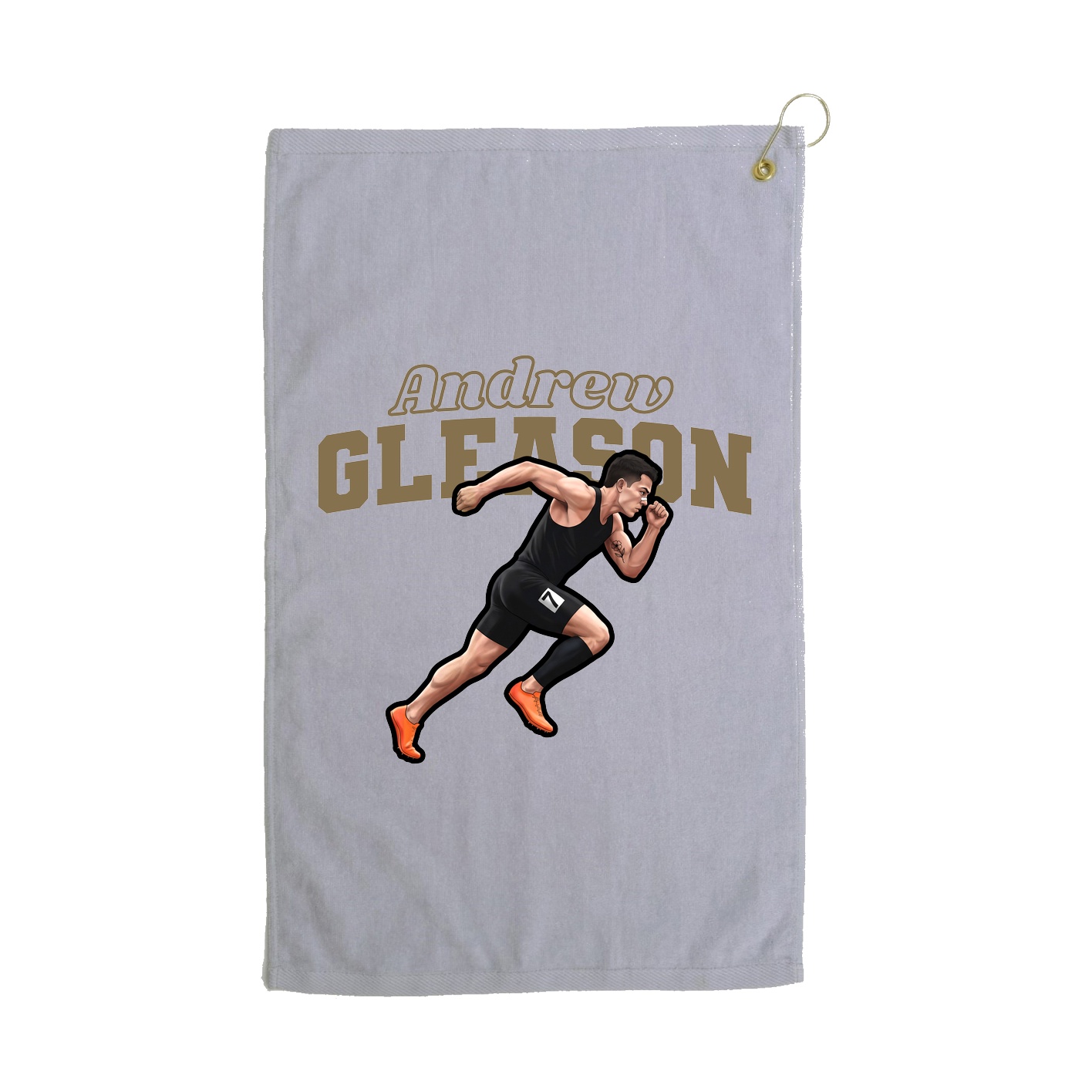 Golf Towel — Name Arch in Grey