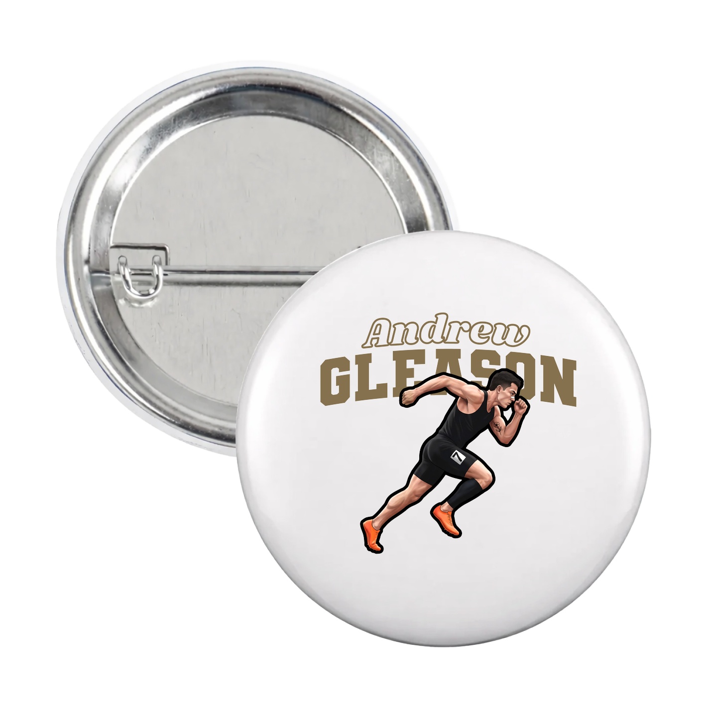 Game Day Button — Name Arch in White
