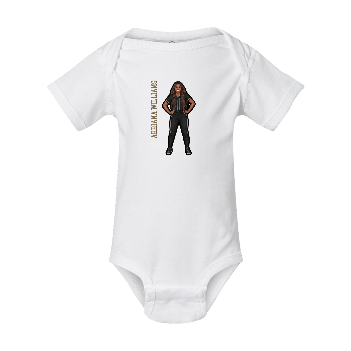 Baby Onesie — Name Vertical in White