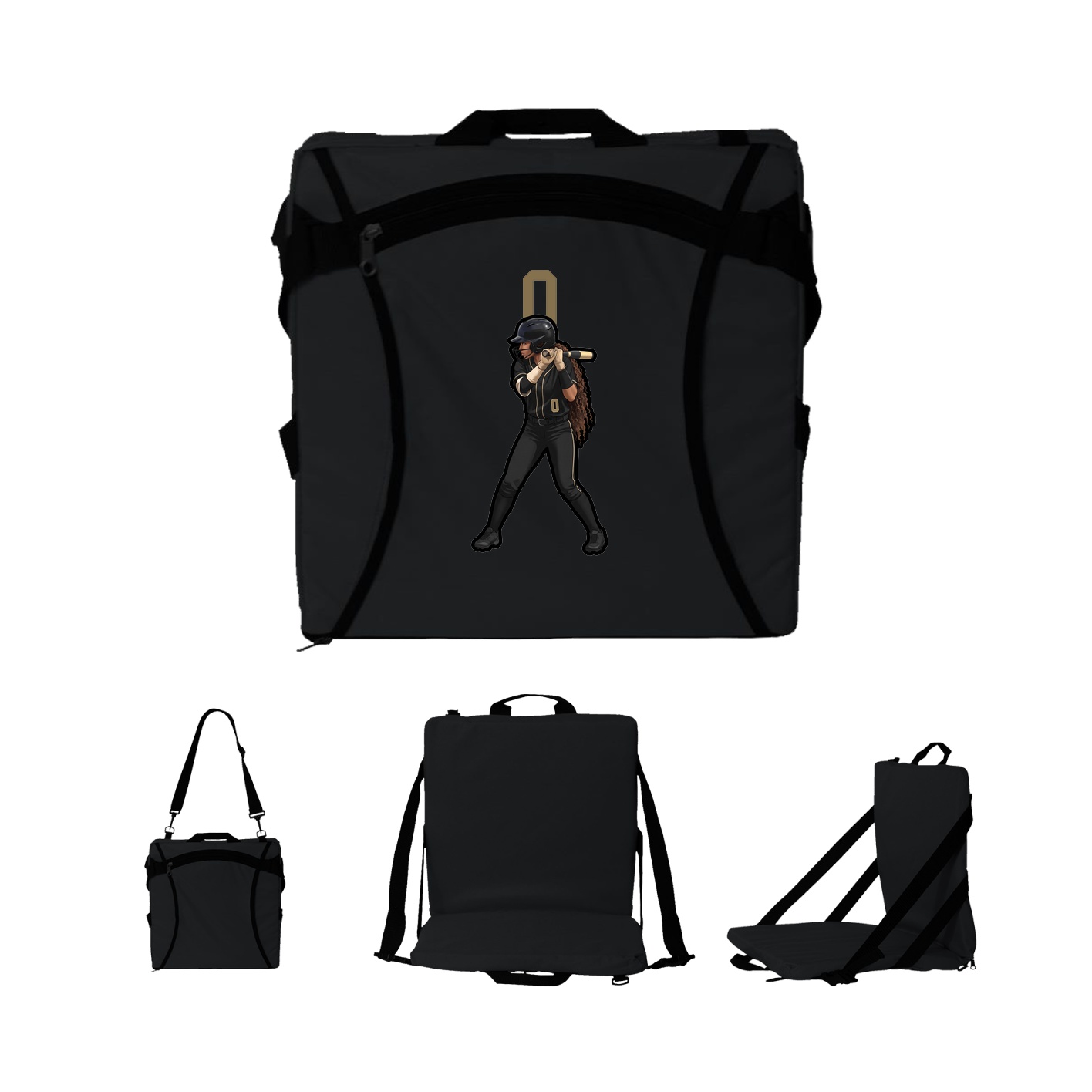 Folding Stadium Seat — Number Top in Black