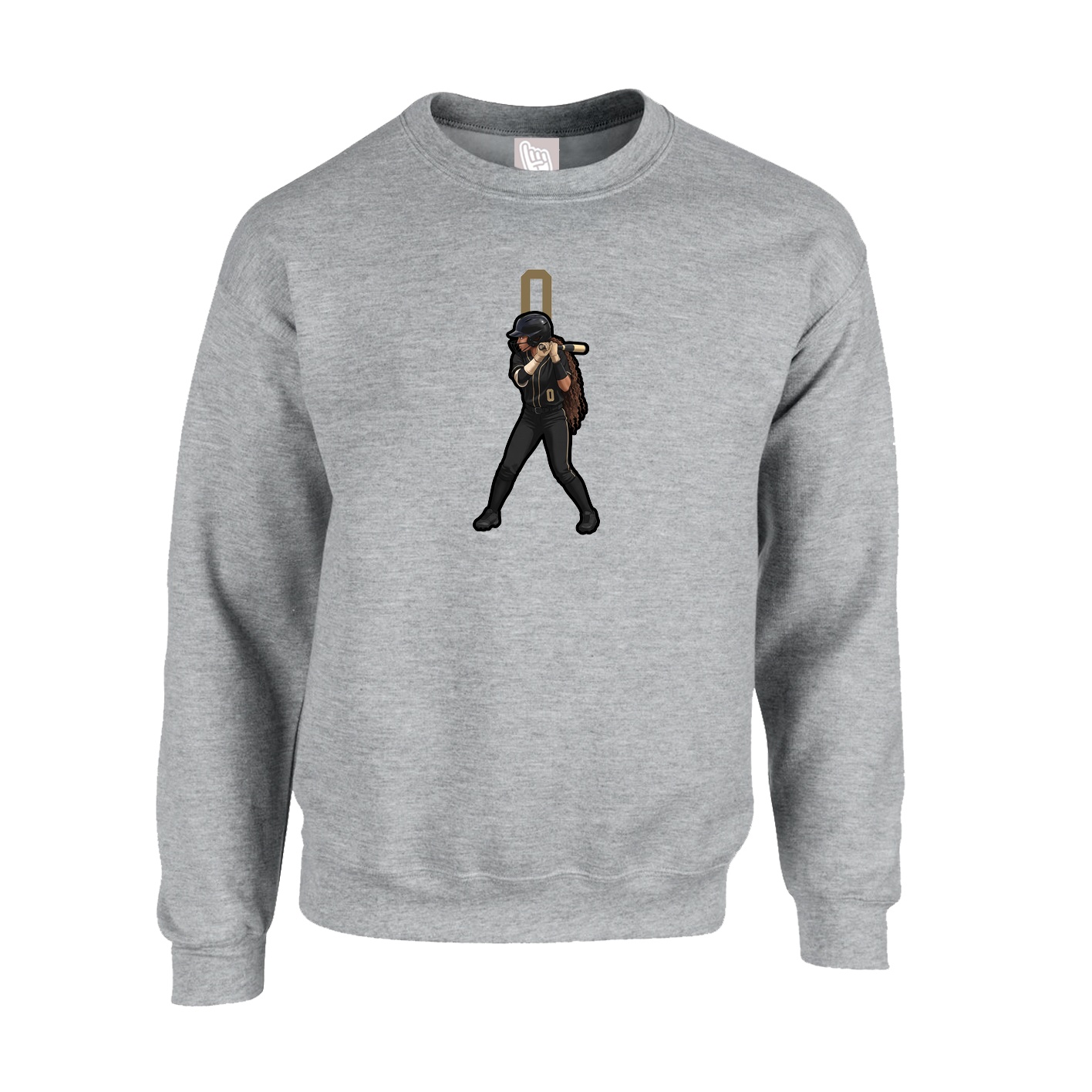 Fleece Crew — Number Top in Grey