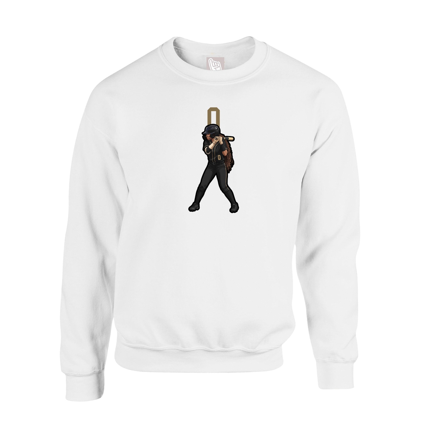 Fleece Crew — Number Top in White