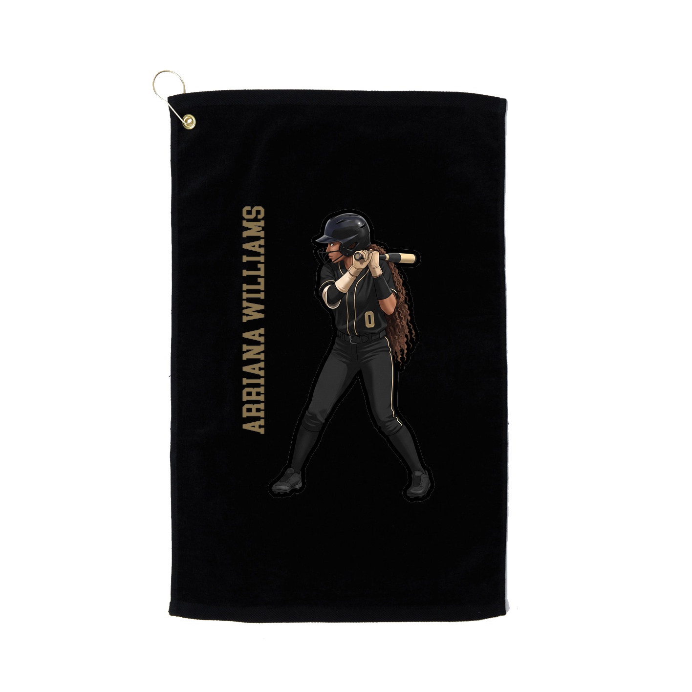 Golf Towel — Name Vertical in Black