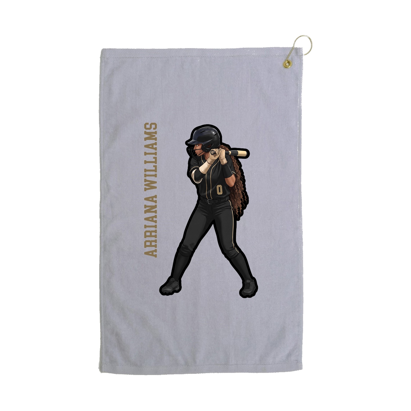 Golf Towel — Name Vertical in Grey