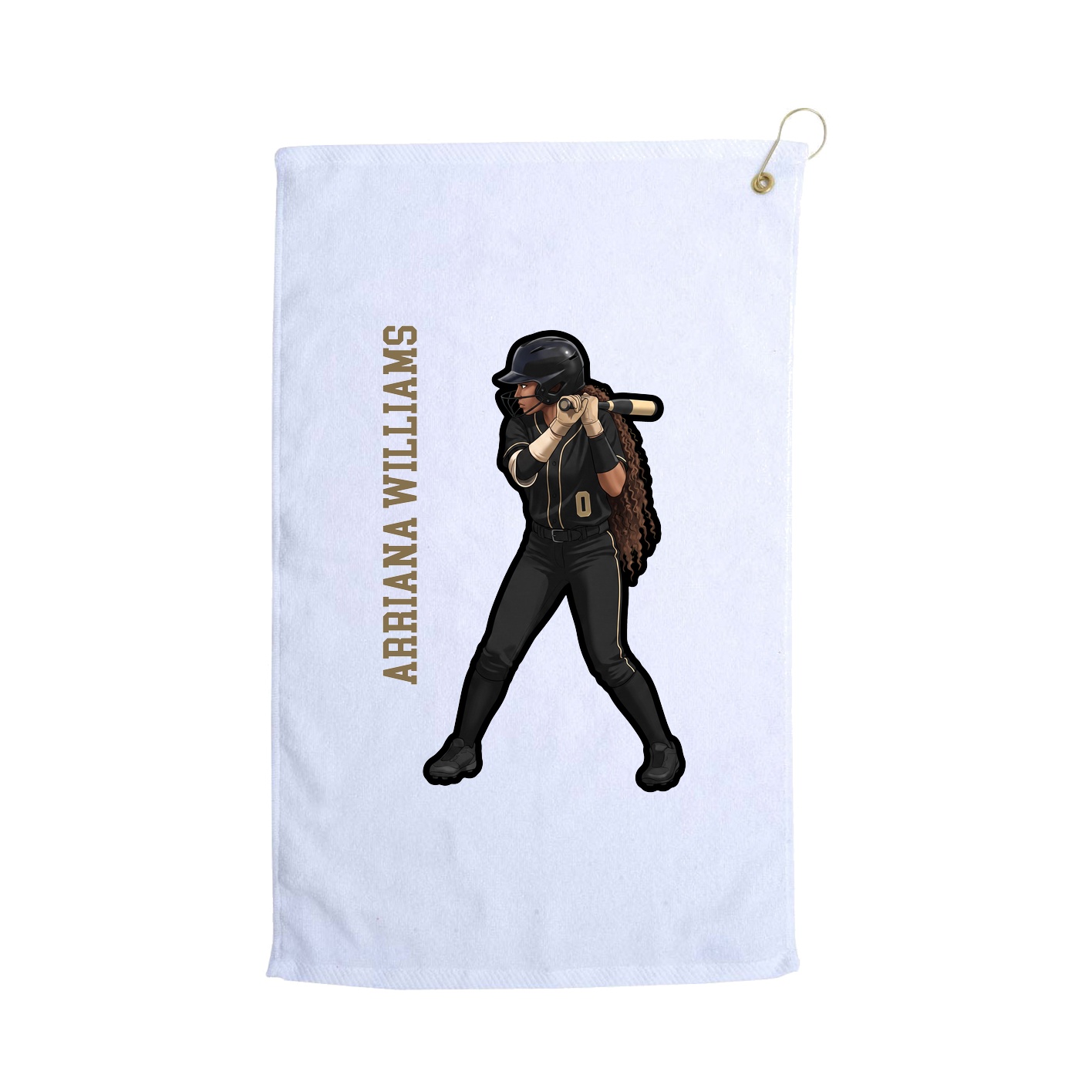 Golf Towel — Name Vertical in White