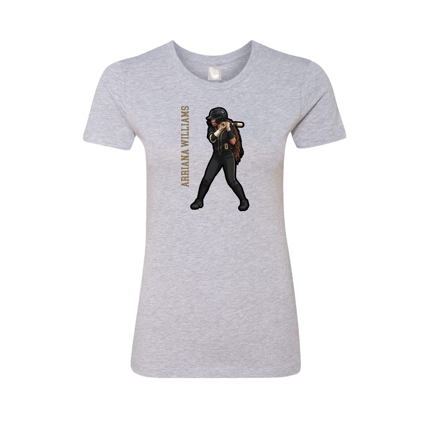 Womens Tee — Name Vertical in Grey