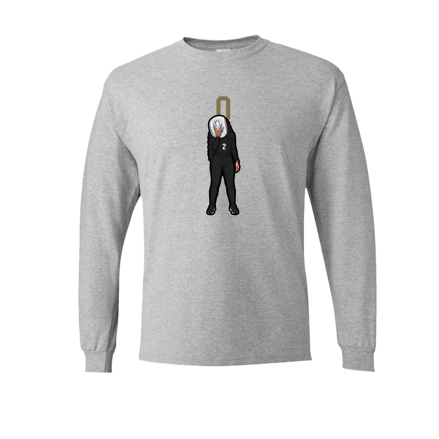 Long Sleeve Tee — Number Top in Grey