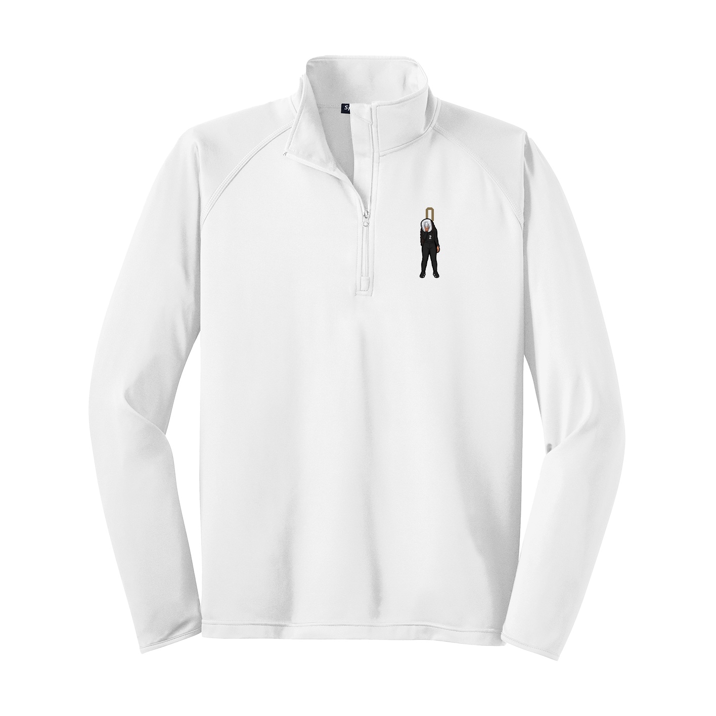 Q-Zip Pullover — Number Top in White