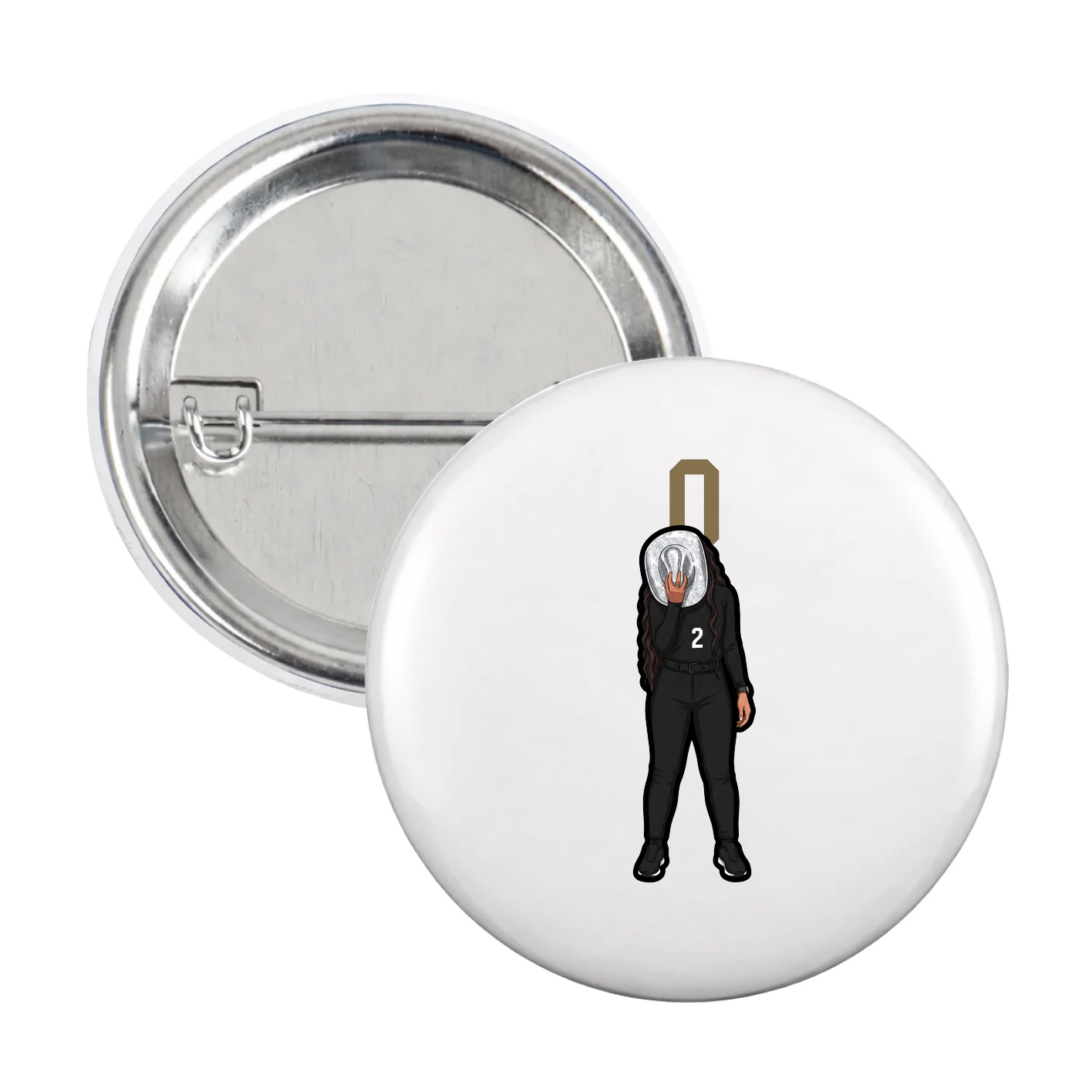 Game Day Button — Number Top in White