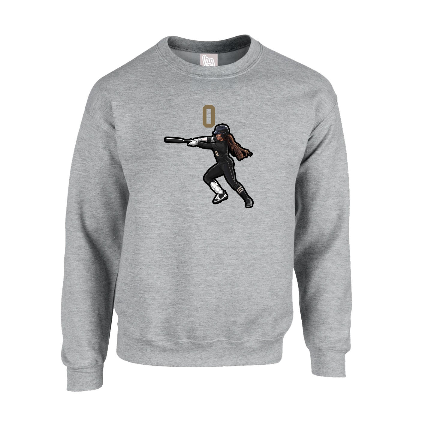 Fleece Crew — Number Top in Grey