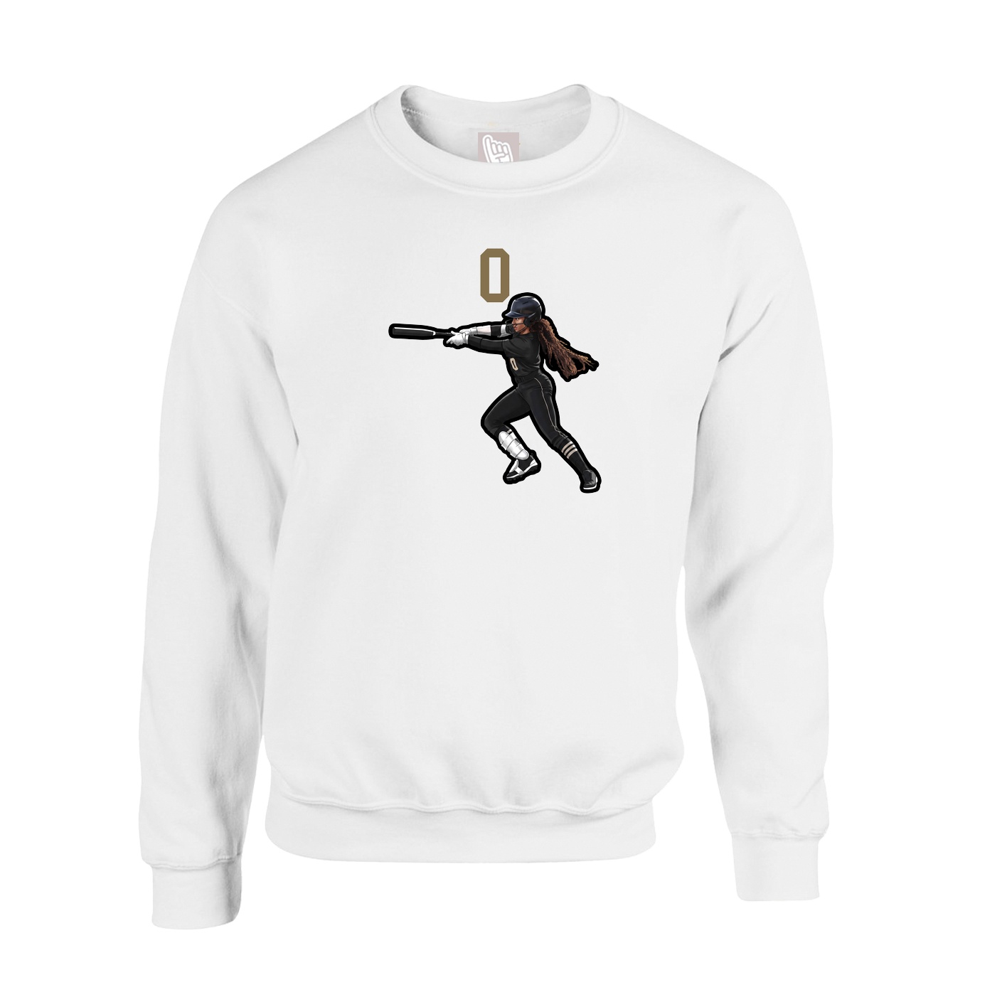 Fleece Crew — Number Top in White