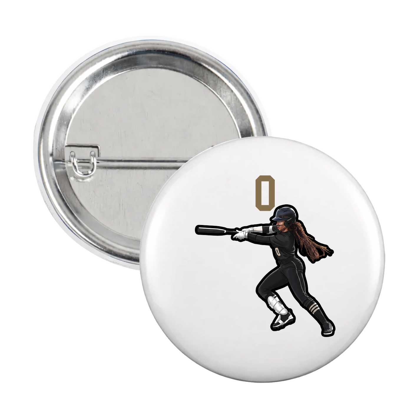 Game Day Button — Number Top in White